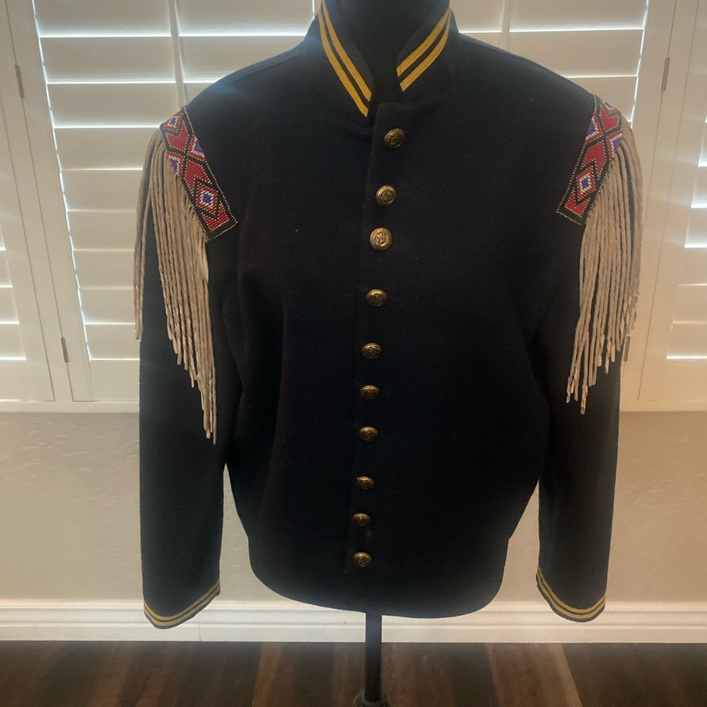 Double D Ranch Black and Yellow Bomber Jacket with Fringe